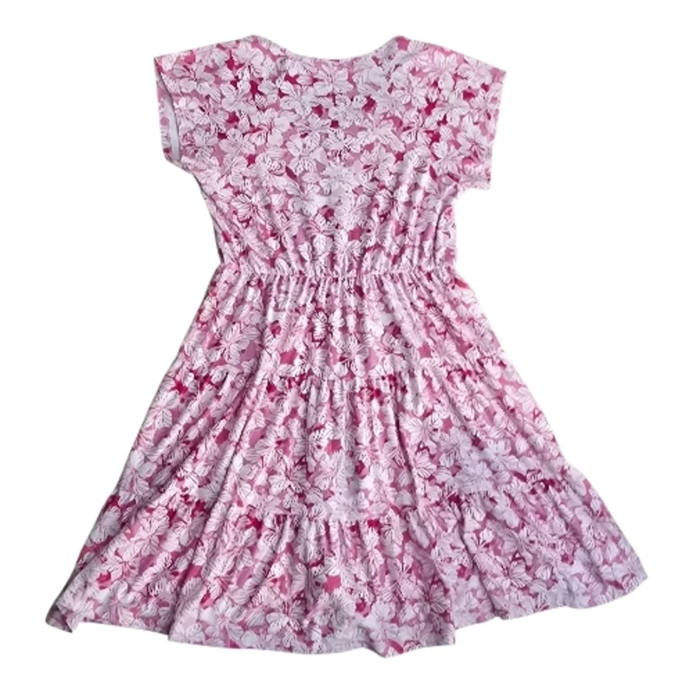 NOBO No Boundaries Pink Floral Tiered Mini Dress L (11-13) V-Neck Casual - Picture 7 of 15